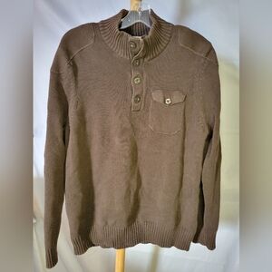 Mens Denver Hayes Olive Green Sweater Long Sleeve Front Pocket
